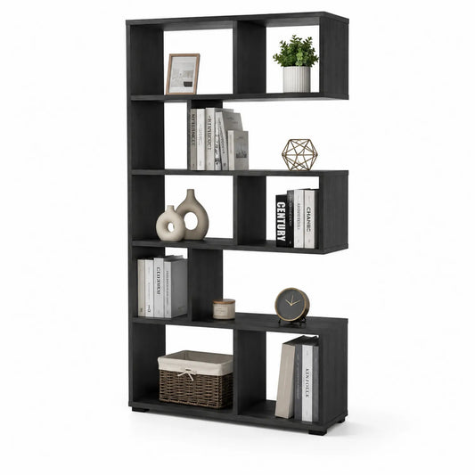 Libreria asimmetrica in legno composito antracite 175x105x29 cm