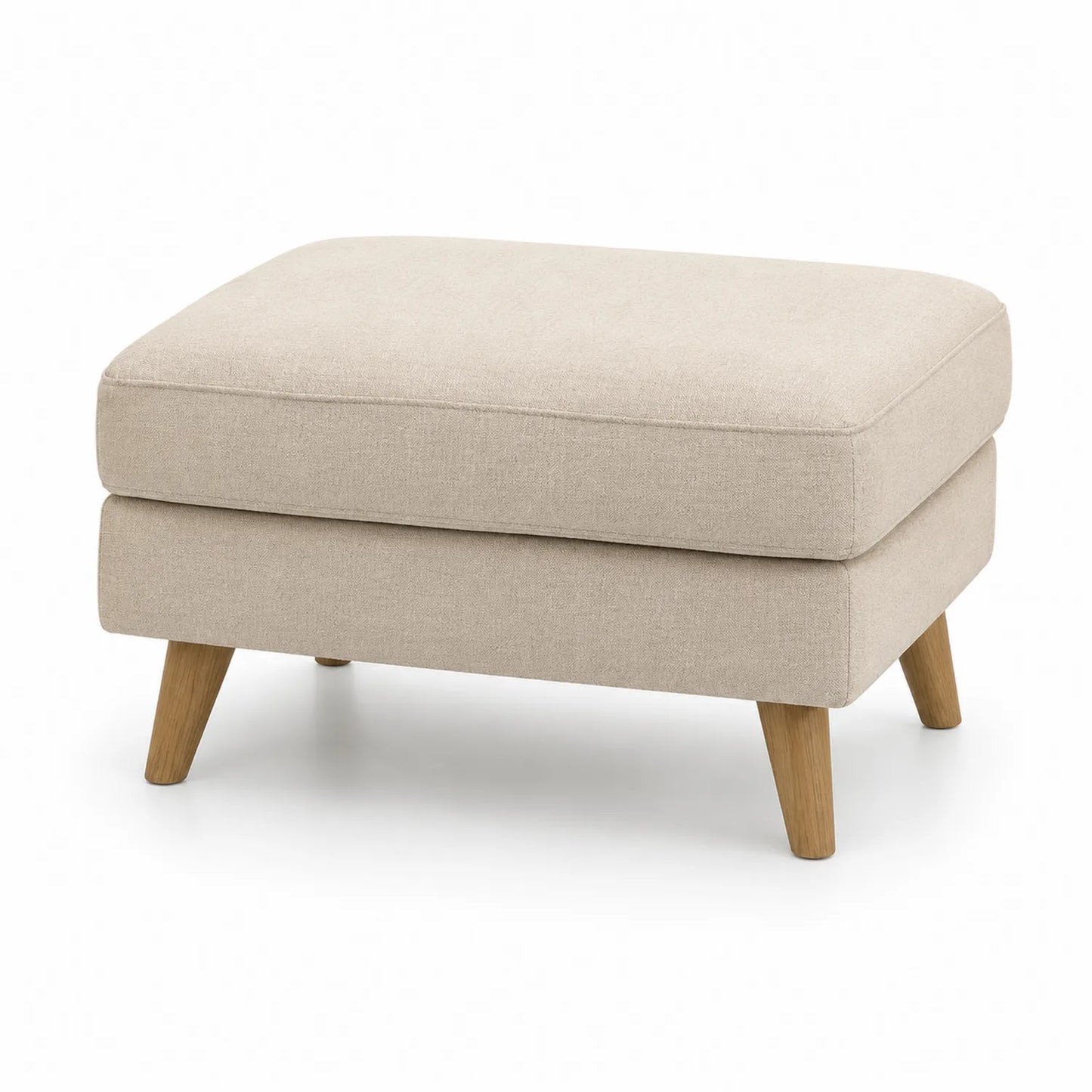Poggiapiedi rettangolare beige in legno e tessuto